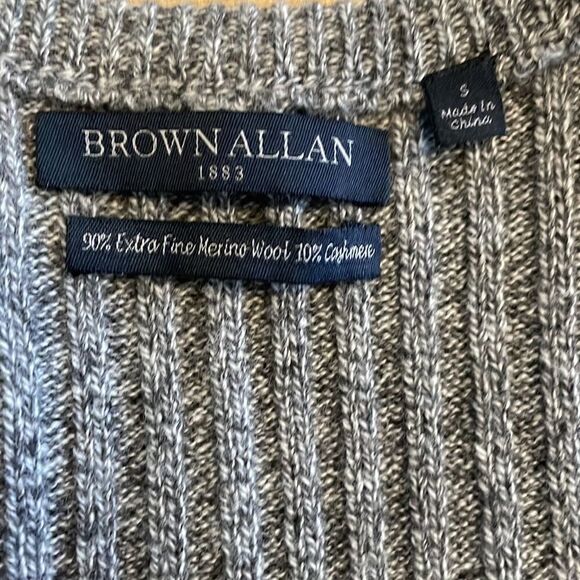 BROWN ALLAN GREY 90% EXTRA FINE MERINO WOOL/10% CASHMERE. NEW WITH TAGS. - Picture 7 of 7